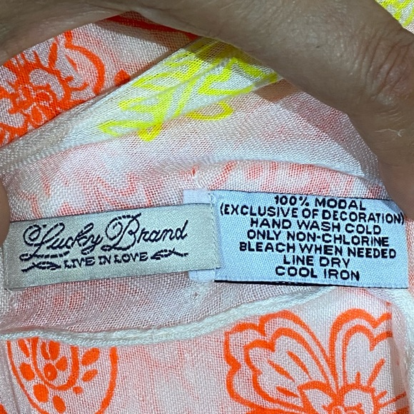 Lucky Brand Scarf White,Orange & green.Like New. - Picture 5 of 8